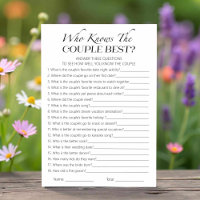 Who Knows The Couple Best Bridal Shower Game Card