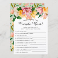 Who Knows the Couple Best Bridal Shower Game Invit