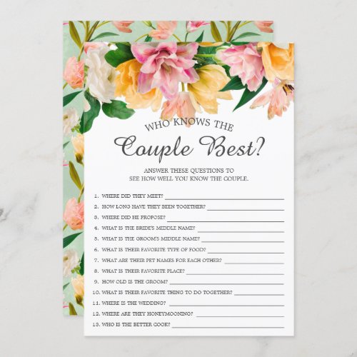 Who Knows the Couple Best Bridal Shower Game Invit Invitation