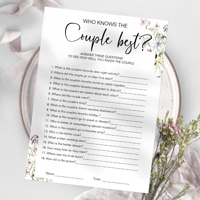 Who Knows The Couple Best Bridal Shower Game Invitation | Zazzle