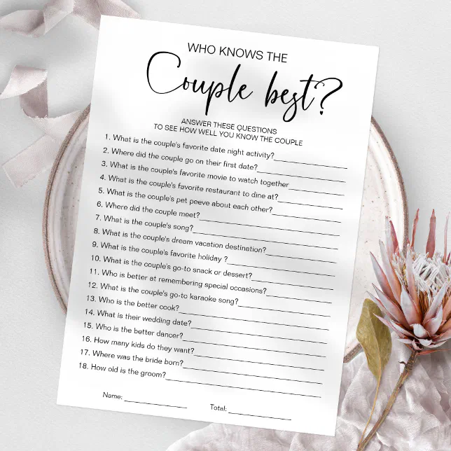 Who Knows The Couple Best Bridal Shower Game Invitation | Zazzle