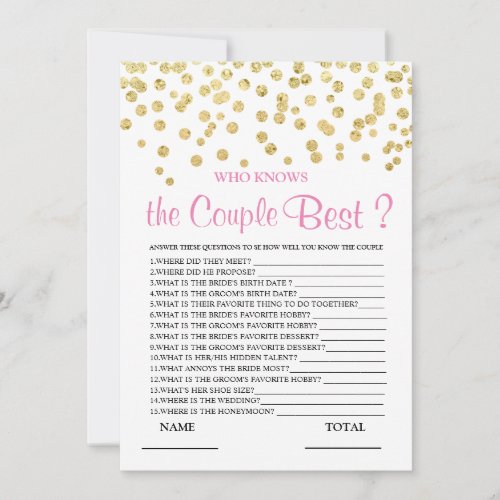 Who knows the Couple Best Bridal Shower Game Invitation