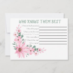 Who Knows The Couple Best Bridal Shower Game Note Card