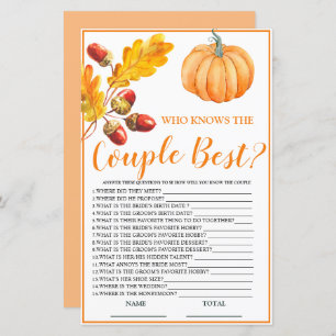 Who knows the Couple Best Fall Pumpkin Bridal Game