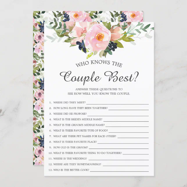 Who Knows the Couple Best Game Bridal Shower Invitation | Zazzle