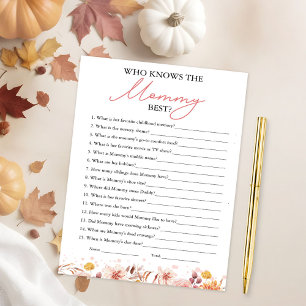 Who Knows the Mommy Best Fall Baby Shower Game Invitation