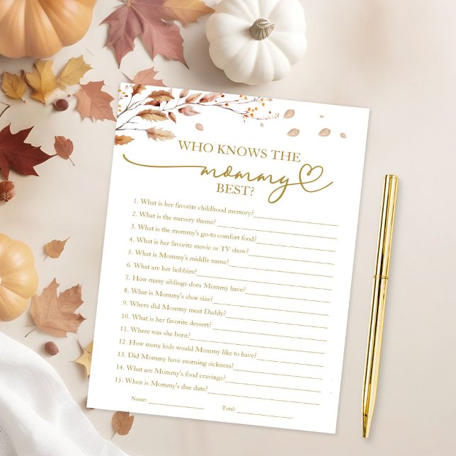 Who Knows the Mommy Best Fall Baby Shower Game Invitation (Creator Uploaded)