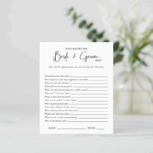 Who Knows Them Best | Bridal Shower Game | Zazzle