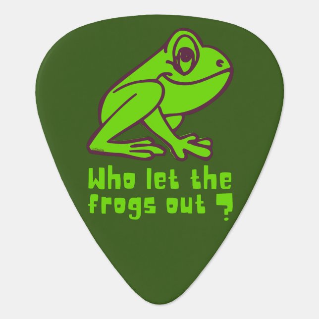 WHO LET THE FROGS OUT funny frog pun               Guitar Pick (Front)