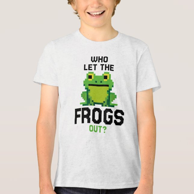 Who Let The Frogs Out Lovers Amphibian Pixels Tri-Blend Shirt (Front)
