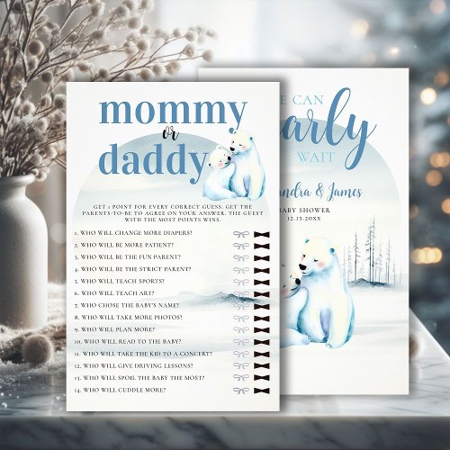 Who Mommy or Daddy Shower Game Polar Bear Cub Mom Flyer