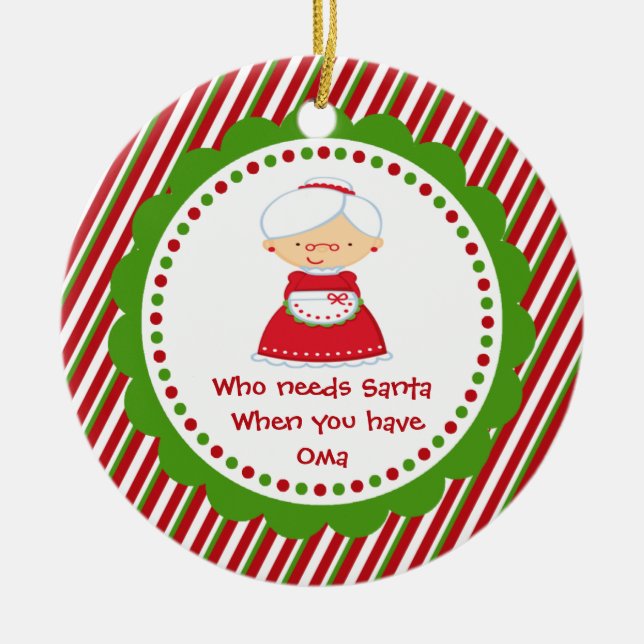Who Needs Santa... Oma Christmas Ornament (Front)