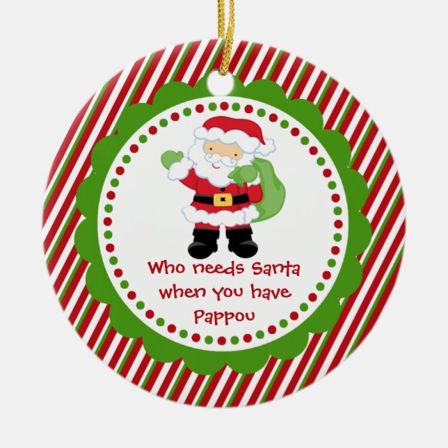 Who Needs Santa... Pappou Christmas Ornament (Front)