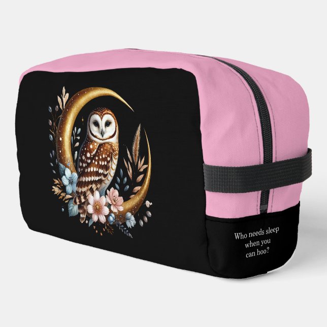 Who Needs Sleep Owl Design Dopp Kit (Left Corner)