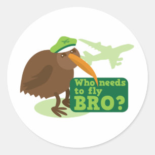 Who needs to fly bro? kiwi bird Humor Classic Round Sticker