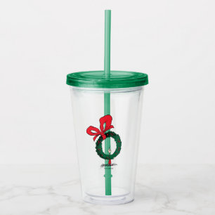 Who Peeking Through Christmas Wreath Acrylic Tumbler