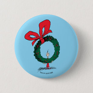Who Peeking Through Christmas Wreath Button