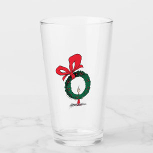 Who Peeking Through Christmas Wreath Glass