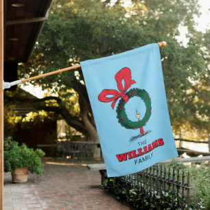 Who Peeking Through Christmas Wreath House Flag