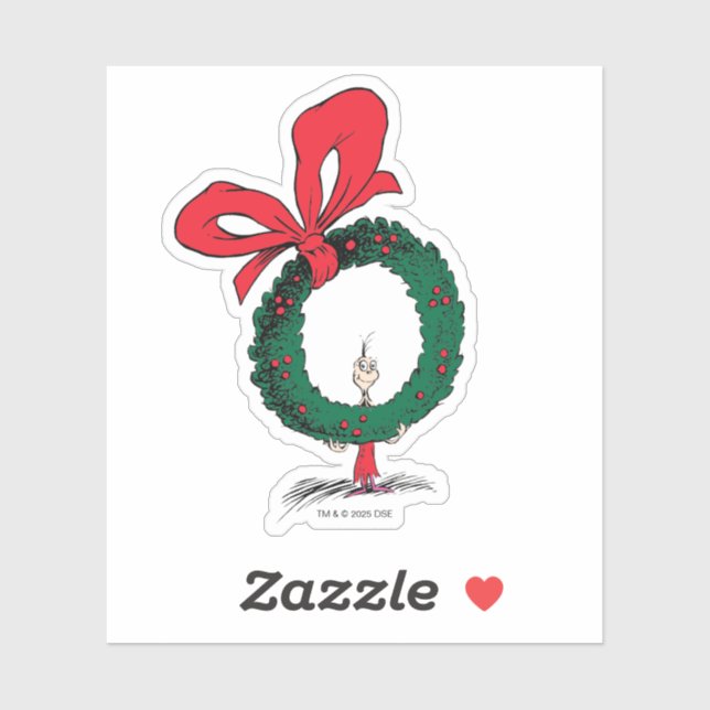 Who Peeking Through Christmas Wreath Sticker (Sheet)