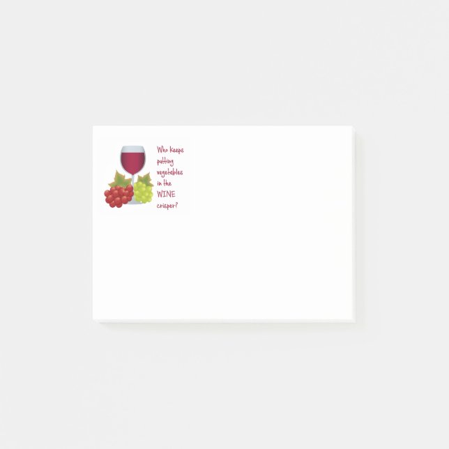 Who put vegetables in the wine crisper? post-it notes (Front)