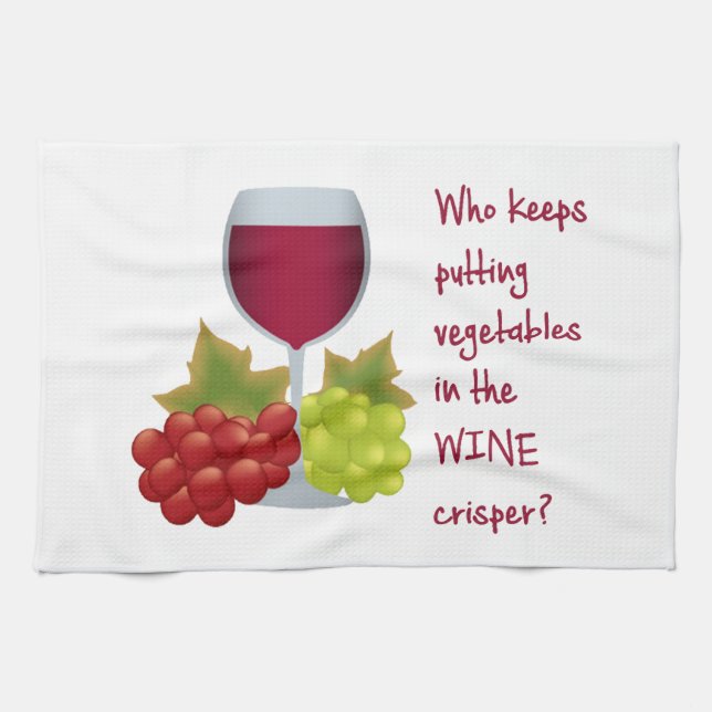 Who put vegetables in the wine crisper? towel (Horizontal)