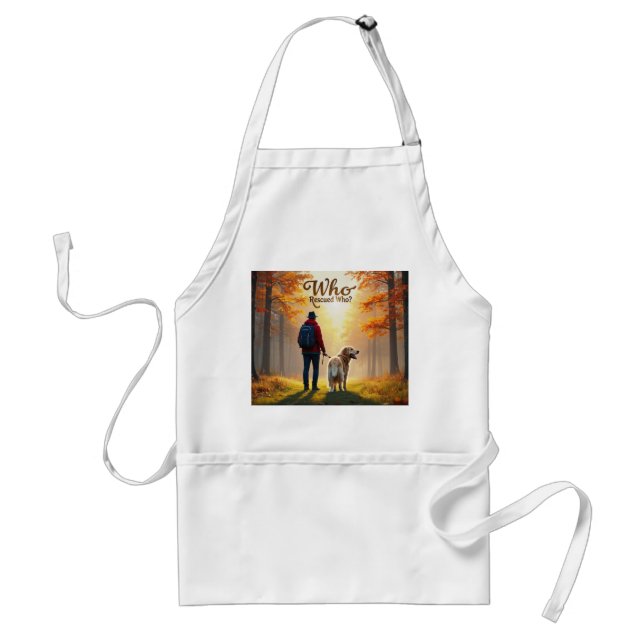 Who Rescued Who - Man golden retriever hike Adult Apron (Front)