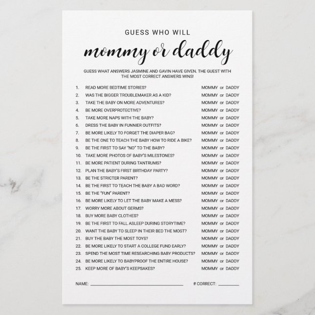 Who Said It Fun Budget Friendly Baby Shower Game Flyer (Front)