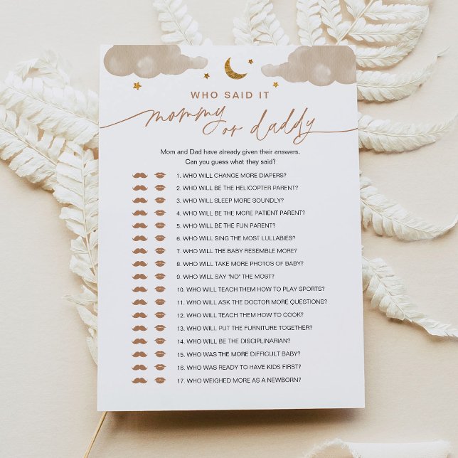 Who Said It Mommy or Daddy Baby Game Twinkle Star Invitation (Creator Uploaded)