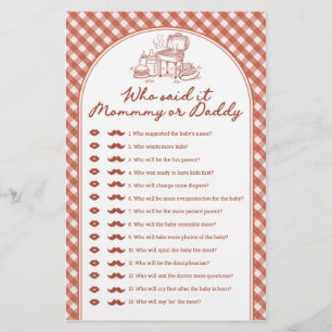 Who Said It Mommy or Daddy Baby Q Baby Shower Game