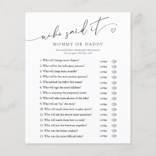 Who Said It Mommy or Daddy Minimalist Baby Shower