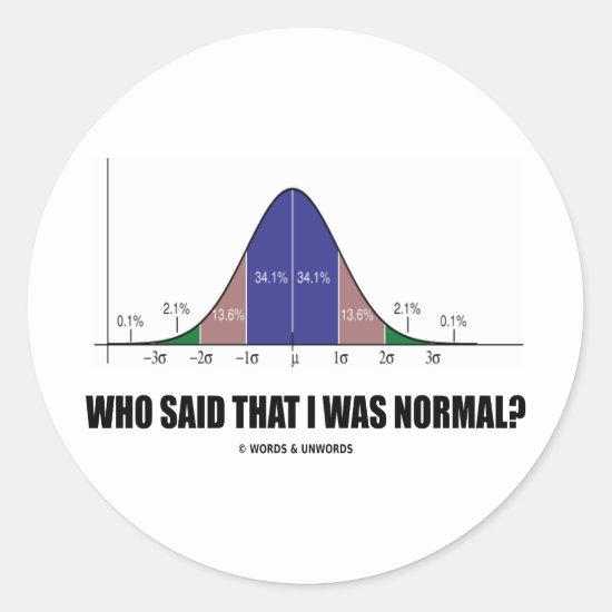 Who Said That I Was Normal? (Bell Curve Humor) Classic Round Sticker