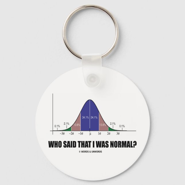 Who Said That I Was Normal? (Bell Curve Humor) Keychain (Front)