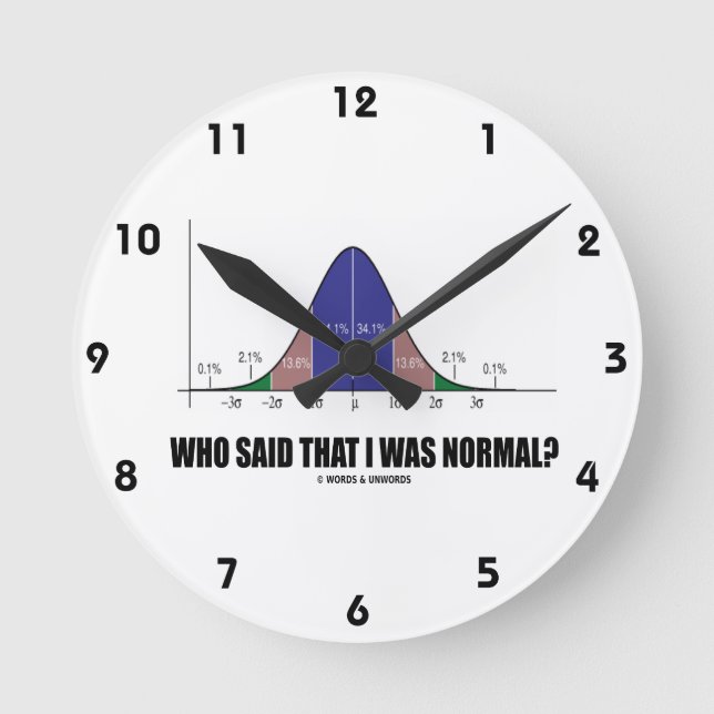 Who Said That I Was Normal? (Bell Curve Humor) Round Clock (Front)