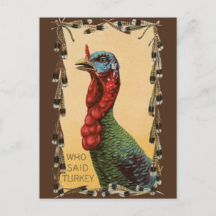 Who Said Turkey??? Funny Thanksgiving Postcard