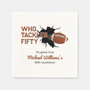 Who Tackles Fifty Funny Football 50th Birthday Napkins