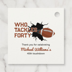 Who Tackles Forty Funny Football 40th Birthday Favor Tags