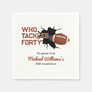 Who Tackles Forty Funny Football 40th Birthday Napkins