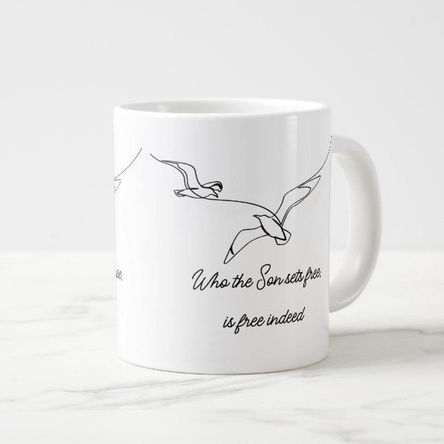 Who the Son sets Free Is Free Indeed Bible Verse Giant Coffee Mug (Front Right)