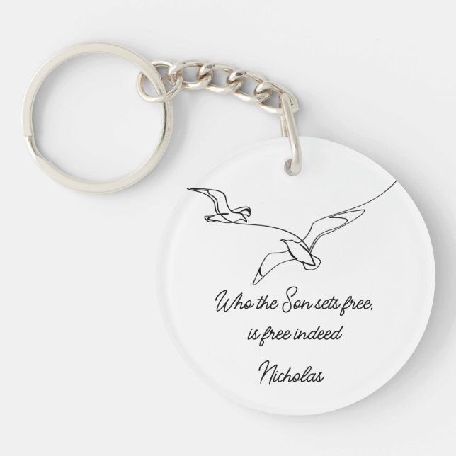 Who the Son sets Free Is Free Indeed Bible Verse Keychain (Front)