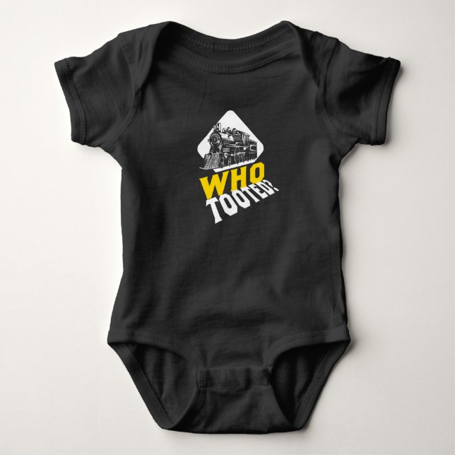 Who Tooted Model Railroad Baby Bodysuit (Front)