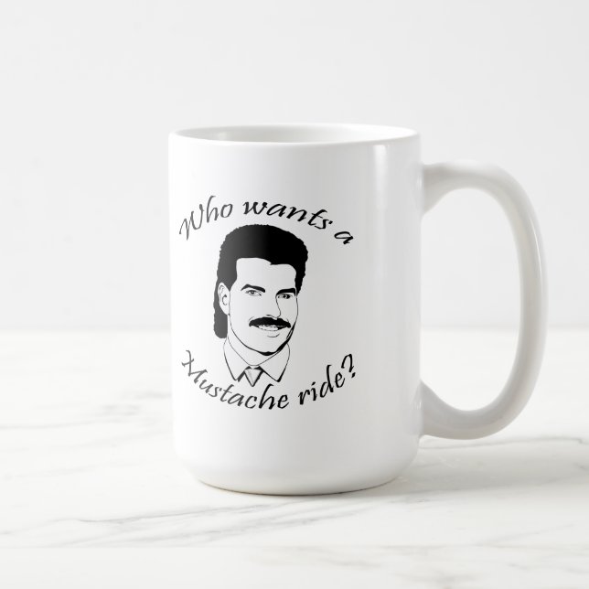 Who Wants a Mustache Ride? Coffee Mug (Right)