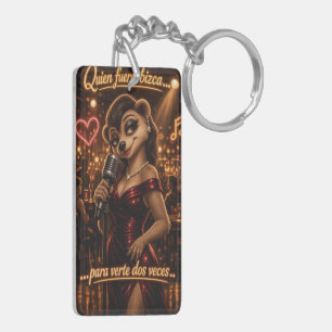 Who Were Cross Eyed To See You Twice Funny Latin Keychain