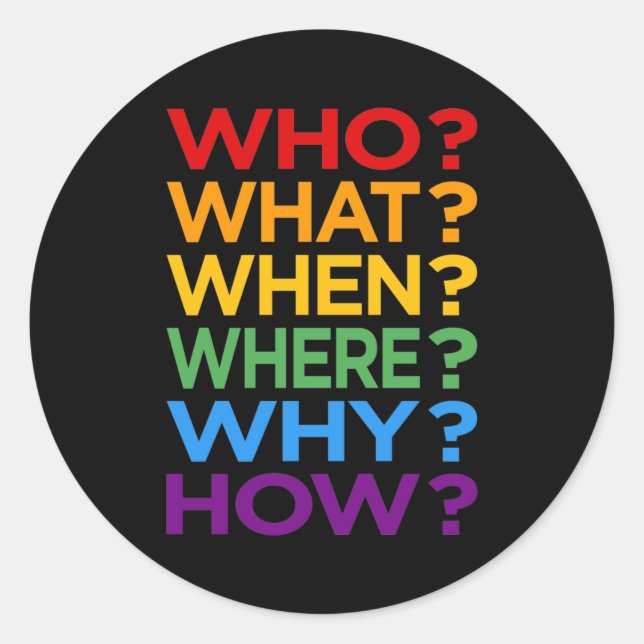 Who What Where When English Language Teacher Classic Round Sticker (Front)