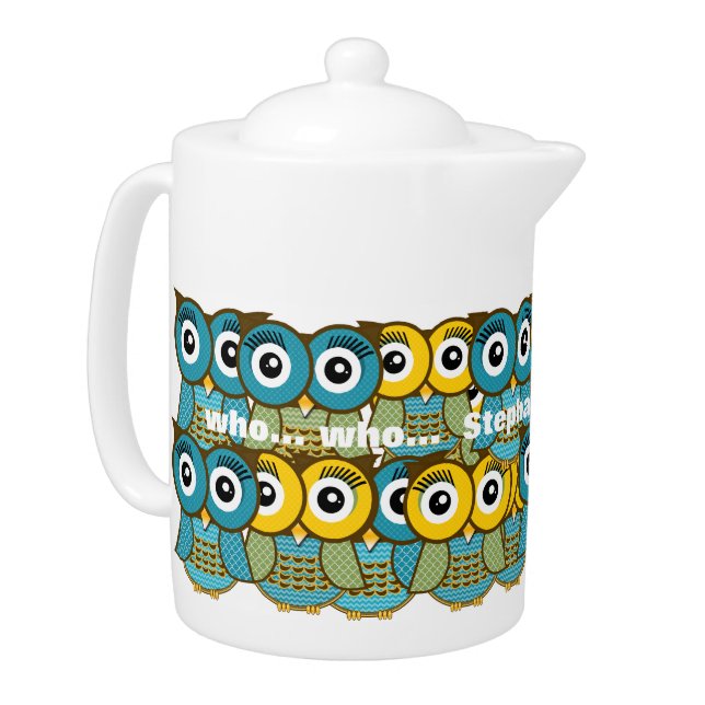 Who Who That's Who Cute Owl Pattern  Teapot (Left)