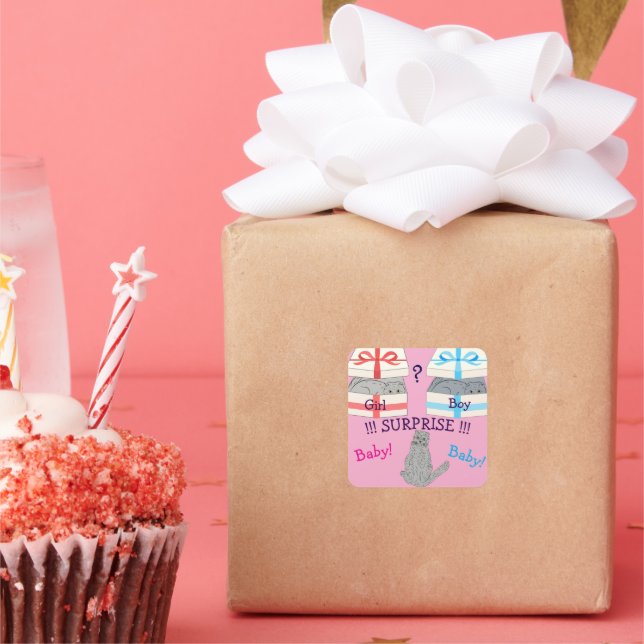 Who will born surprise Baby Square Sticker (Party)