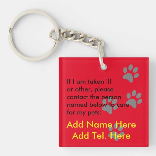 Who will care for my pets in an emergency _ named keychain