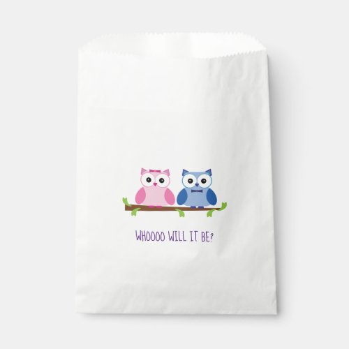 Who Will It Be Owl Gender Reveal Baby Shower Favor Bag