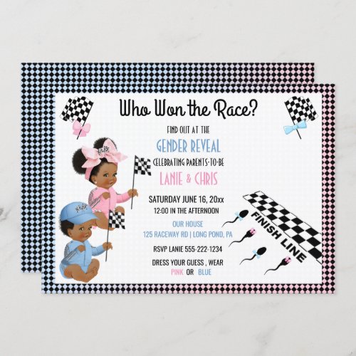 Who Won the Race Gender Reveal Funny Sperm Invitation