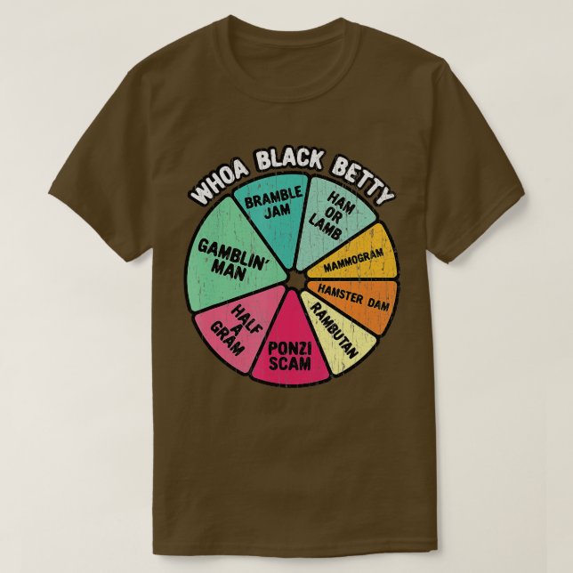 Whoa Black Betty  Funny 70s Classic Rock Music Pie T-Shirt (Design Front)